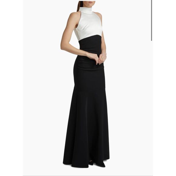 Chiara Boni La Petite Robe Gaga Two-Tone Halter Trumpet Gown US 12 $1295 - Picture 2 of 13